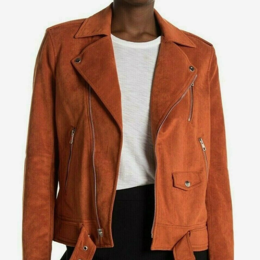 THEORY Faux Suede Modern Moto Jacket - Picture 2 of 5